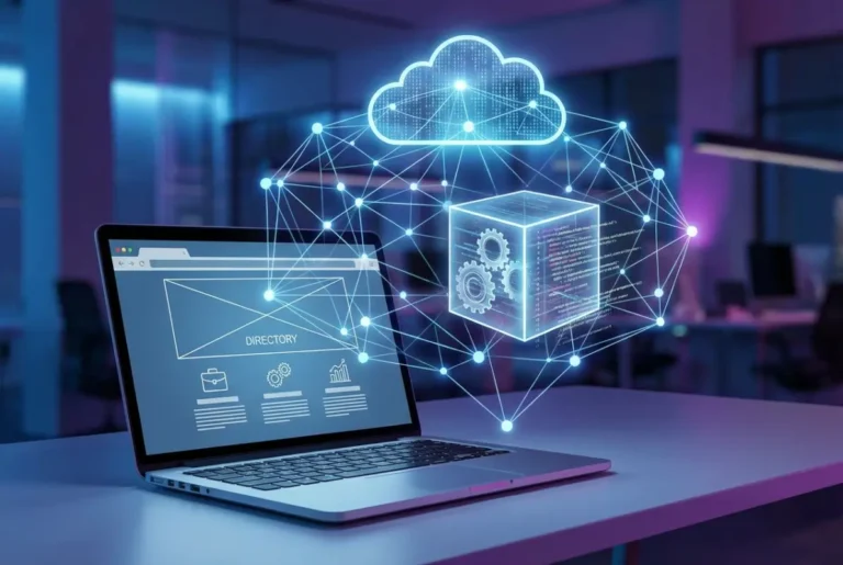 Create a striking, professional hero image for a blog article titled: How to Add a Database to Your Business Directory Website: Complete Implementation Guide. Style: Modern, clean, eye-catching design that represents the main topic. No text overlays. High quality 1200x800 professional blog header.