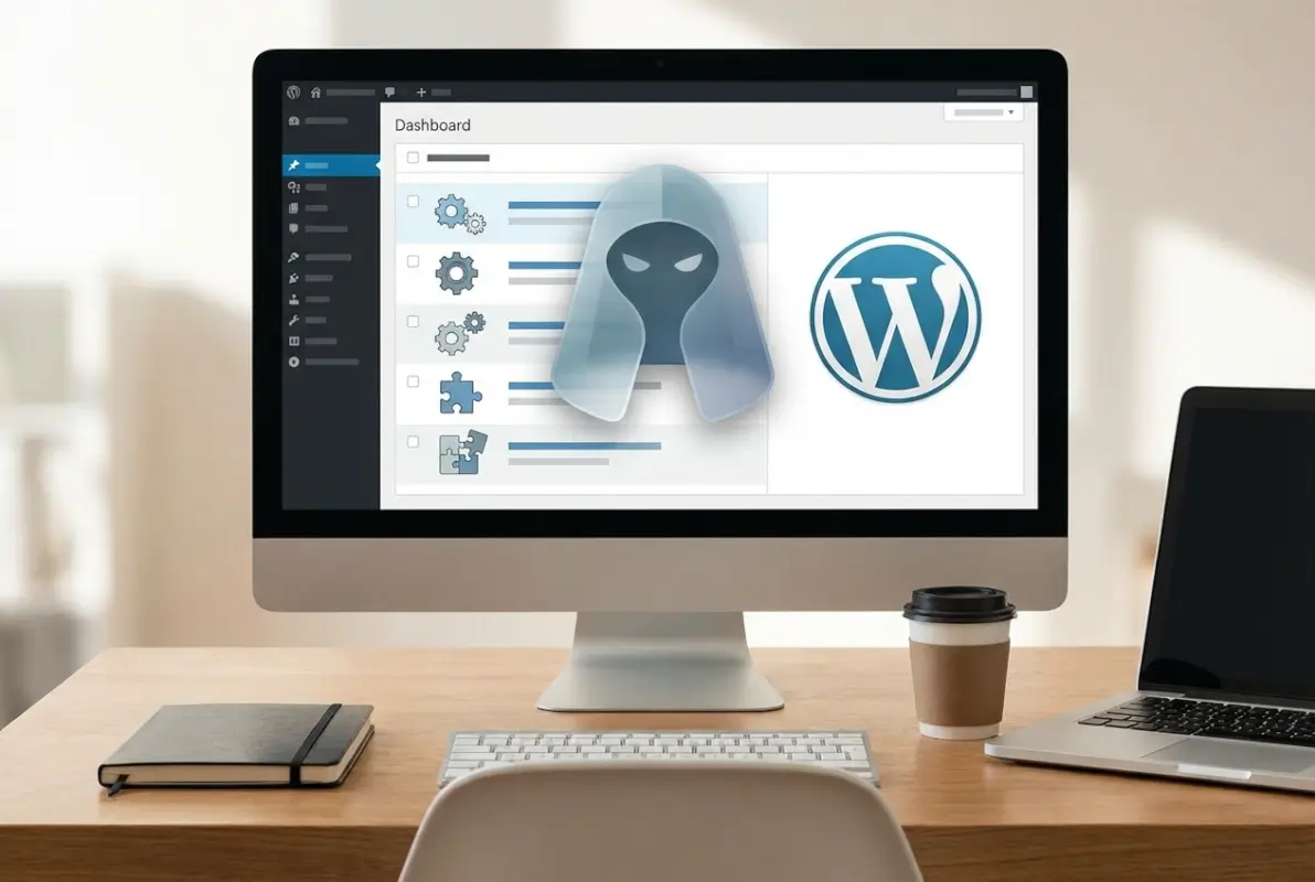 Create a striking, professional hero image for a blog article titled: How to Hide Plugins in WordPress: 5 Simple Methods for Admins. Style: Modern, clean, eye-catching design that represents the main topic. No text overlays. High quality 1200x800 professional blog header.