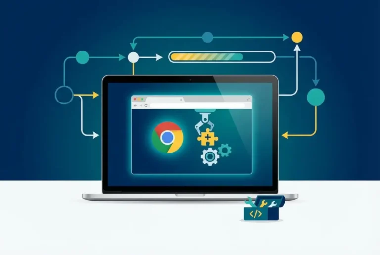 Create a striking, professional hero image for a blog article titled: How to Install a Chrome Plugin in Selenium: A Step-by-Step Guide. Style: Modern, clean, eye-catching design that represents the main topic. No text overlays. High quality 1200x800 professional blog header.