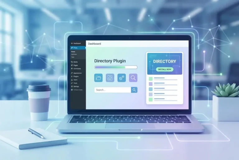 Create a striking, professional hero image for a blog article titled: How to Install a Directory in WordPress: A Step-by-Step Guide. Style: Modern, clean, eye-catching design that represents the main topic. No text overlays. High quality 1200x800 professional blog header.
