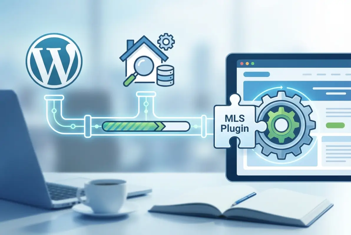 Create a striking, professional hero image for a blog article titled: How to Install MLS Plugin in WordPress: A Step-by-Step Guide. Style: Modern, clean, eye-catching design that represents the main topic. No text overlays. High quality 1200x800 professional blog header.