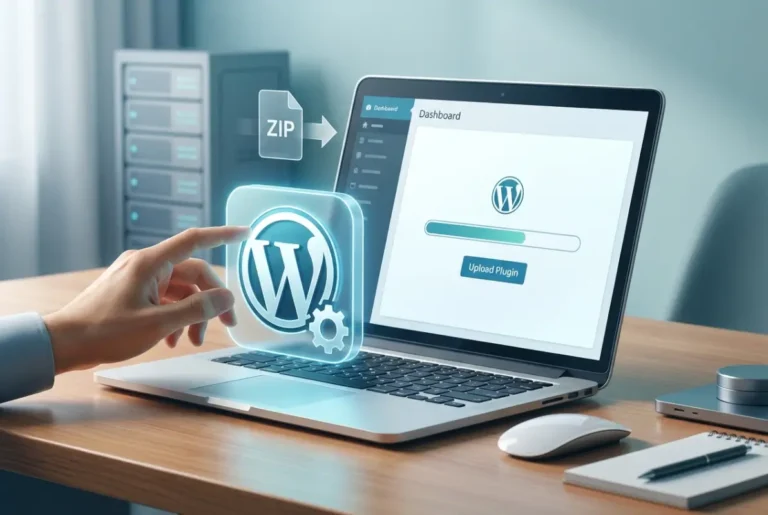 Create a striking, professional hero image for a blog article titled: How to Install a WordPress Plugin Manually: A Step-by-Step Guide. Style: Modern, clean, eye-catching design that represents the main topic. No text overlays. High quality 1200x800 professional blog header.