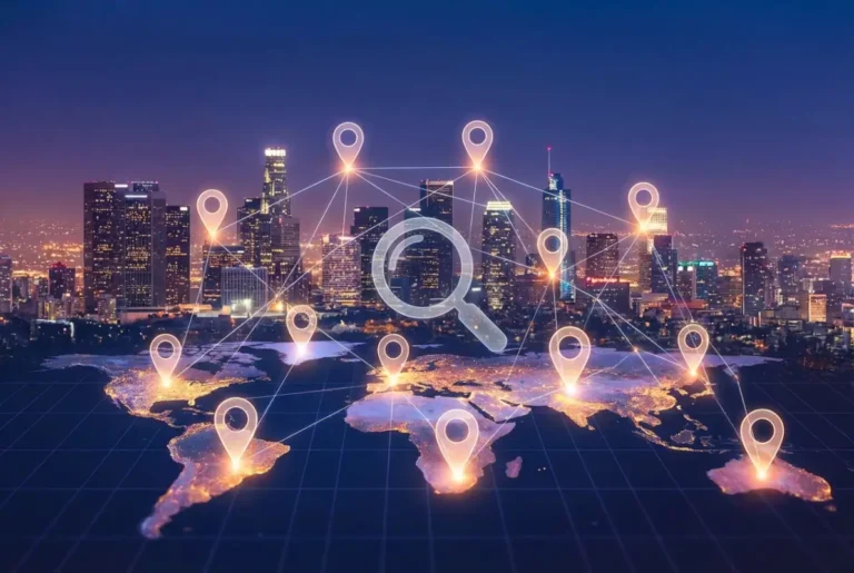 Create a striking, professional hero image for a blog article titled: Local Business Directory Guide: Boost Your Online Visibility in 2024. Style: Modern, clean, eye-catching design that represents the main topic. No text overlays. High quality 1200x800 professional blog header.