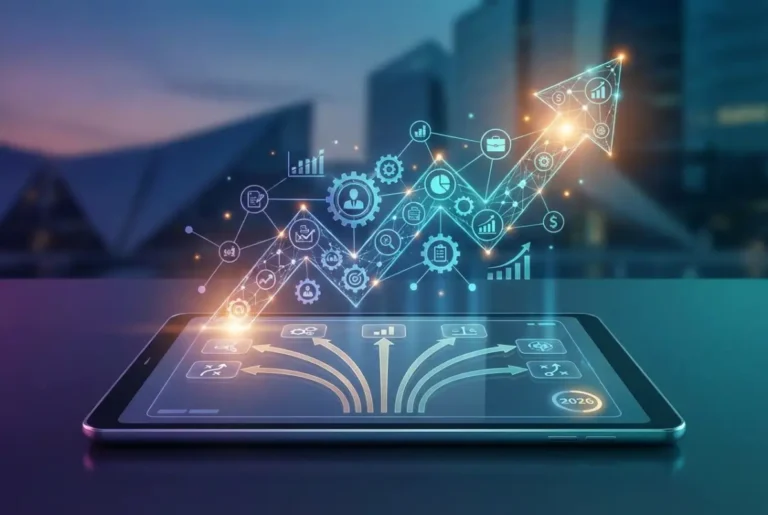 Create a striking, professional hero image for a blog article titled: 7 Proven Strategies to Grow Your Business Directory in 2026. Style: Modern, clean, eye-catching design that represents the main topic. No text overlays. High quality 1200x800 professional blog header.