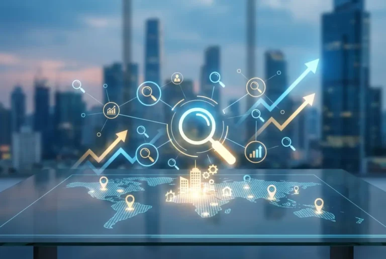 Create a striking, professional hero image for a blog article titled: Best Business Directory Listing Services: Complete 2025 Guide for Maximum Visibility. Style: Modern, clean, eye-catching design that represents the main topic. No text overlays. High quality 1200x800 professional blog header.