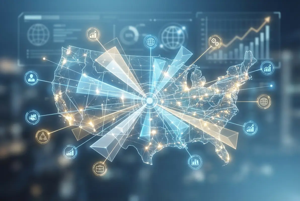 Create a striking, professional hero image for a blog article titled: Top 10 Business Directory USA Platforms for Maximum Visibility in 2025. Style: Modern, clean, eye-catching design that represents the main topic. No text overlays. High quality 1200x800 professional blog header.