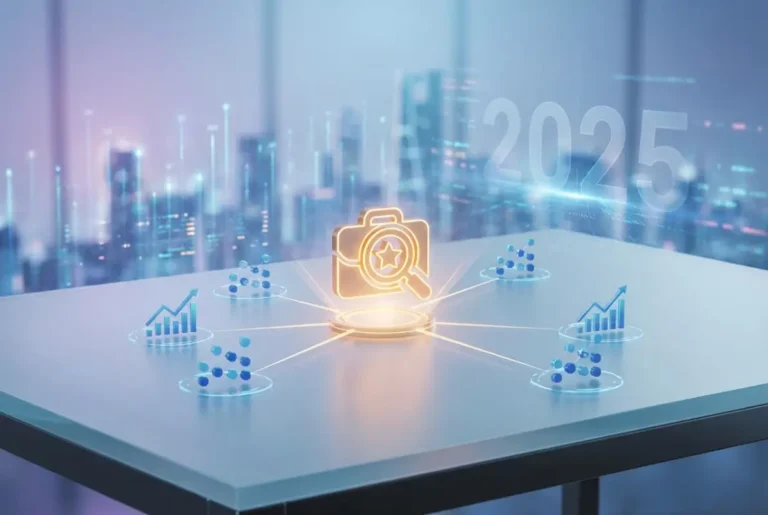 Create a striking, professional hero image for a blog article titled: Business Directory Listings: 6 Data-Driven Strategies to Stand Out in 2025. Style: Modern, clean, eye-catching design that represents the main topic. No text overlays. High quality 1200x800 professional blog header.