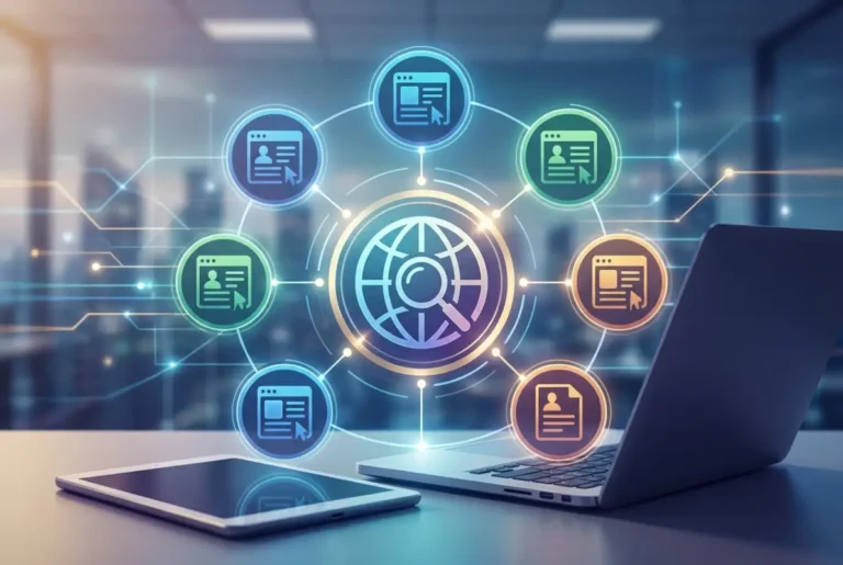 Create a striking, professional hero image for a blog article titled: Best Business Directory 2025: Top 5 Directories for Maximum Local SEO & Exposure. Style: Modern, clean, eye-catching design that represents the main topic. No text overlays. High quality 1200x800 professional blog header.