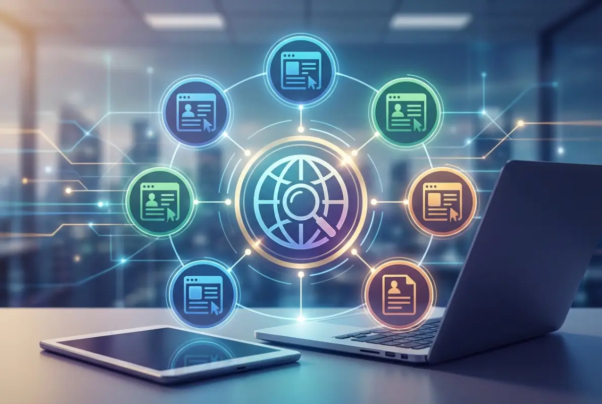 Create a striking, professional hero image for a blog article titled: Best Business Directory 2025: Top 5 Directories for Maximum Local SEO & Exposure. Style: Modern, clean, eye-catching design that represents the main topic. No text overlays. High quality 1200x800 professional blog header.