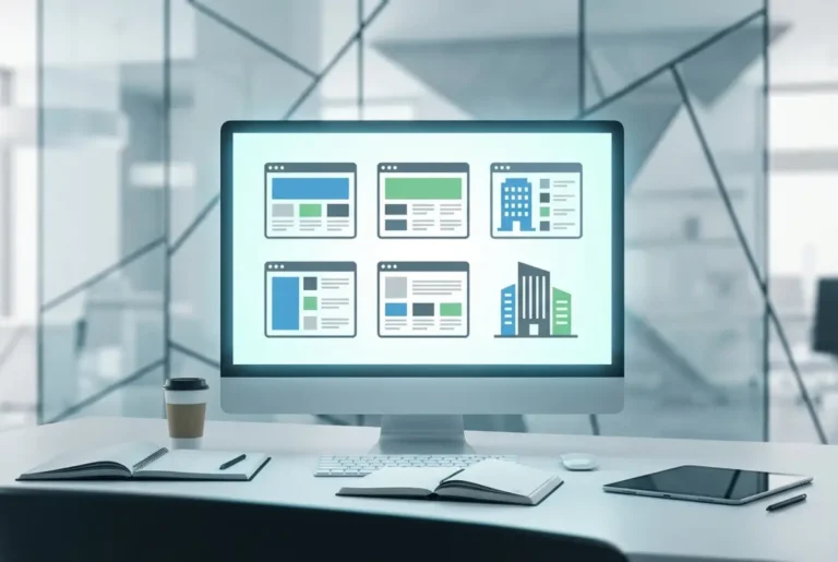 Create a striking, professional hero image for a blog article titled: 6 Business Directory Website Templates to Kickstart Your Platform. Style: Modern, clean, eye-catching design that represents the main topic. No text overlays. High quality 1200x800 professional blog header.