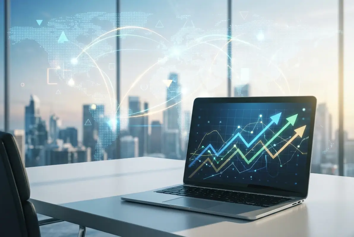 Create a striking, professional hero image for a blog article titled: 7 Business Directory Benefits That Drive Real Results in 2025. Style: Modern, clean, eye-catching design that represents the main topic. No text overlays. High quality 1200x800 professional blog header.