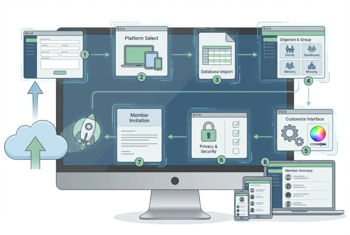 Tools and interfaces for 8 Steps to Create an Online Directory of Church Members for Easy Access