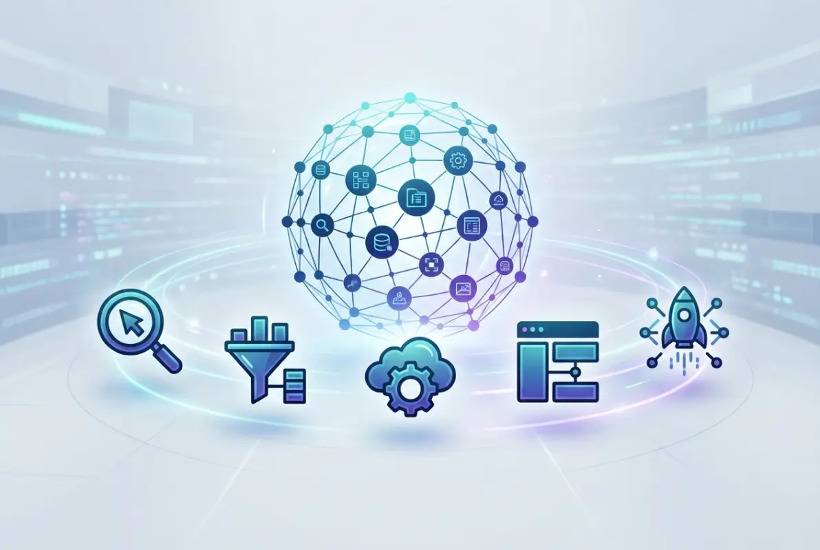 Create a striking, professional hero image for a blog article titled: 5 Steps to Create Your Own Personal Online Directory. Style: Modern, clean, eye-catching design that represents the main topic. No text overlays. High quality 1200x800 professional blog header.