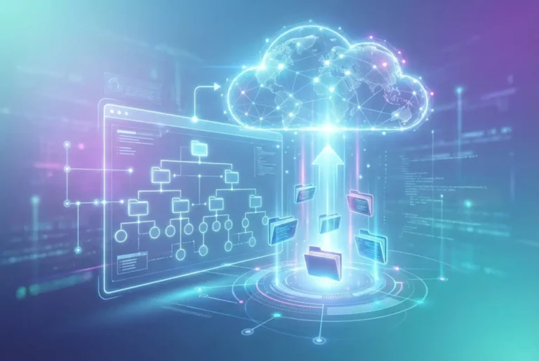 Create a striking, professional hero image for a blog article titled: 5 Easy Steps to Make a Directory Available Online. Style: Modern, clean, eye-catching design that represents the main topic. No text overlays. High quality 1200x800 professional blog header.