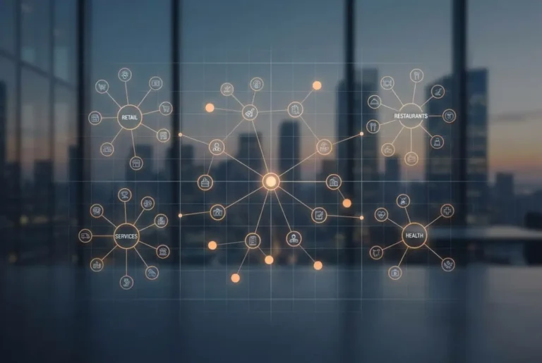 Create a striking, professional hero image for a blog article titled: Business Directory Website Classification Types: Complete Category Guide for Maximum Visibility. Style: Modern, clean, eye-catching design that represents the main topic. No text overlays. High quality 1200x800 professional blog header.