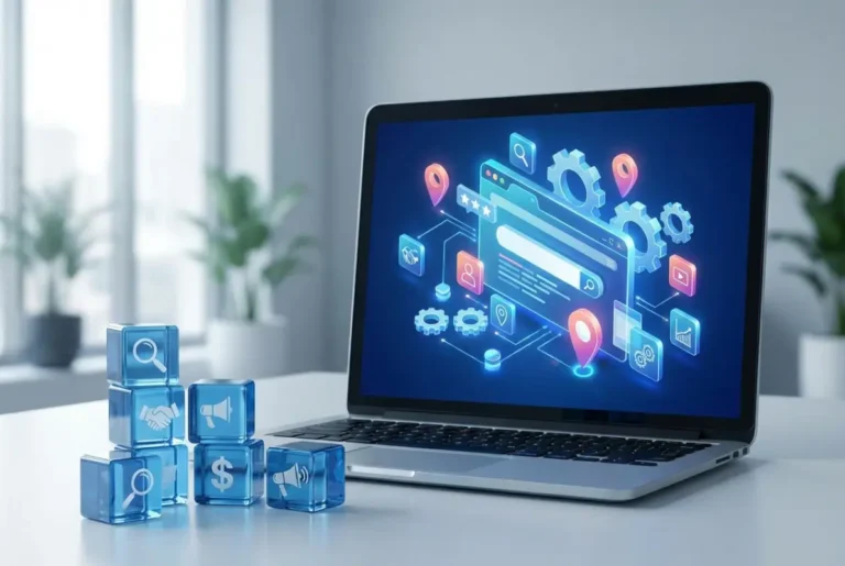 Create a striking, professional hero image for a blog article titled: How to Create a Business Directory Website: 7 Essential Steps for Success. Style: Modern, clean, eye-catching design that represents the main topic. No text overlays. High quality 1200x800 professional blog header.