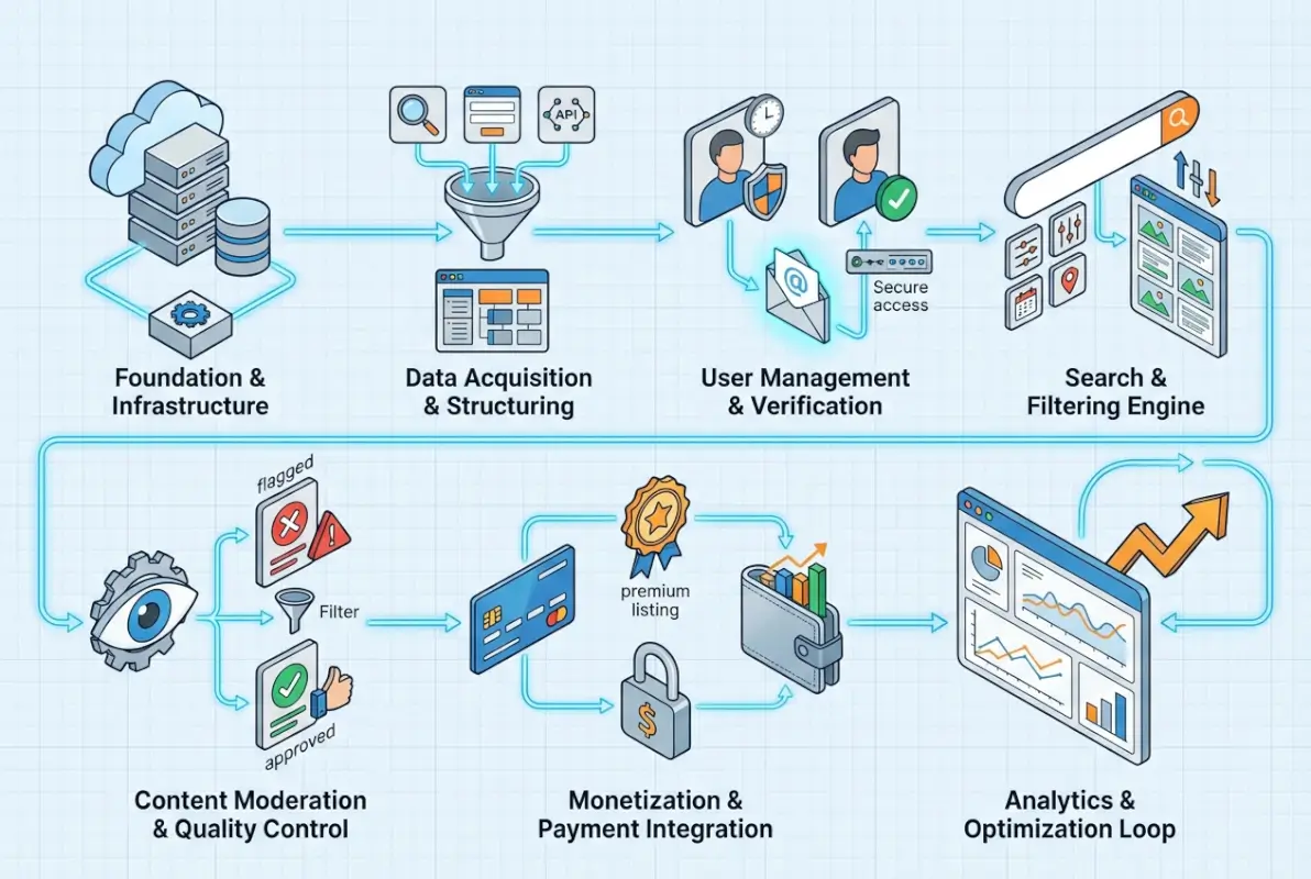 Step-by-step process for 7 Essential Tips to Successfully Run a Directory Website