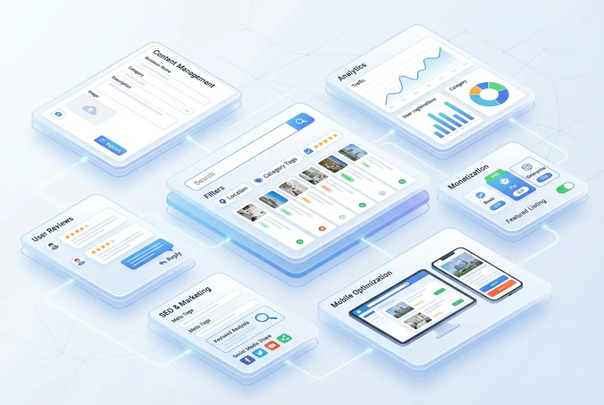 Tools and interfaces for 7 Essential Tips to Successfully Run a Directory Website