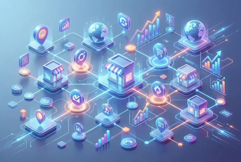 Create a striking, professional hero image for a blog article titled: Free Business Directory Sites: 10 Best Platforms to List Your Business in 2025. Style: Modern, clean, eye-catching design that represents the main topic. No text overlays. High quality 1200x800 professional blog header.