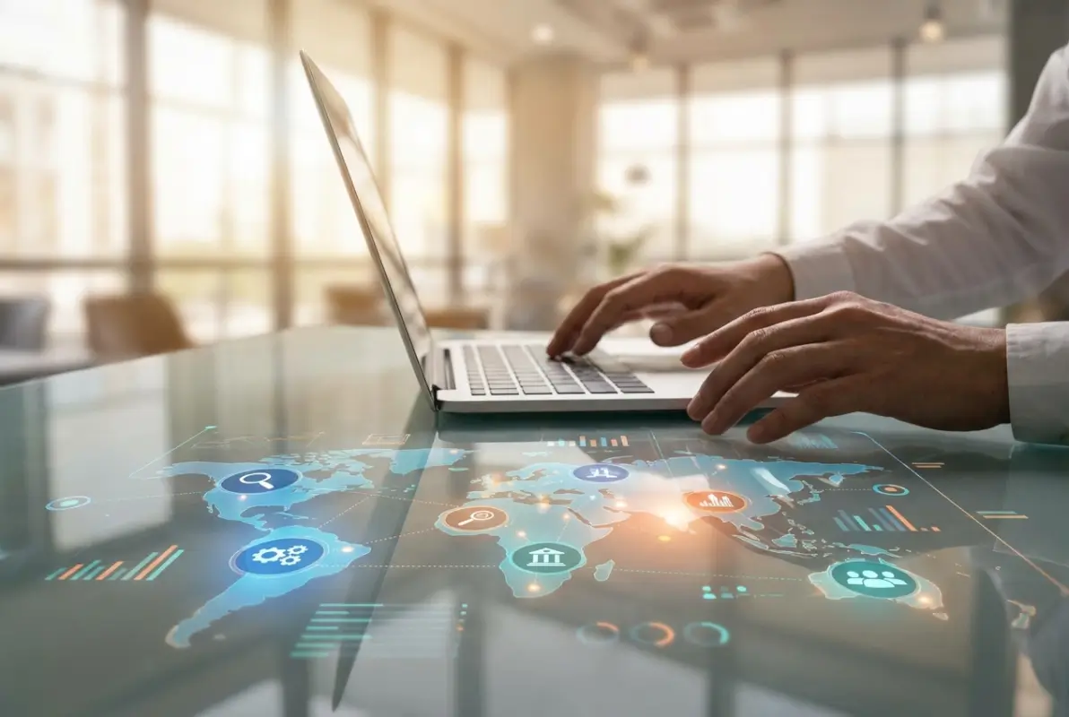 Create a striking, professional hero image for a blog article titled: How to Build a Business Directory Website: Complete 2026 Guide That Actually Works. Style: Modern, clean, eye-catching design that represents the main topic. No text overlays. High quality 1200x800 professional blog header.