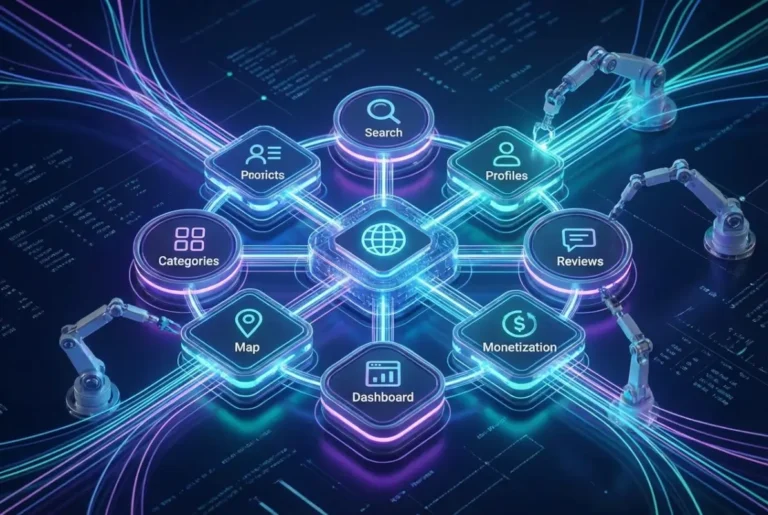 Visual overview of How to Build an Online Directory: 7 Key Elements for Success