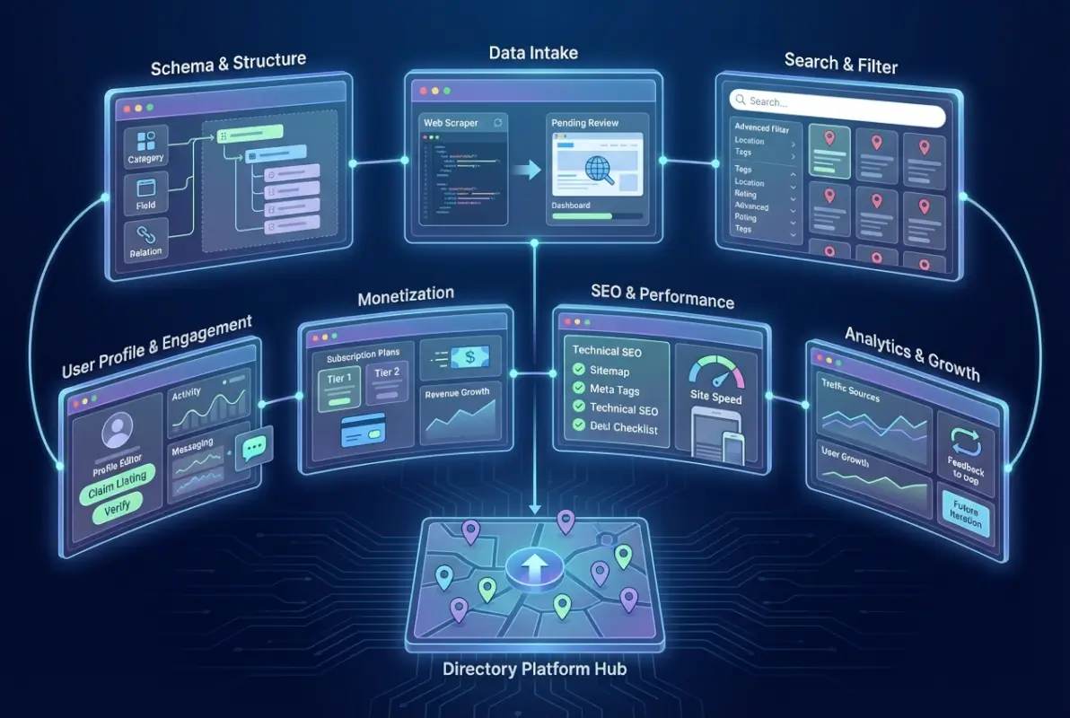 Tools and interfaces for How to Build an Online Directory: 7 Key Elements for Success
