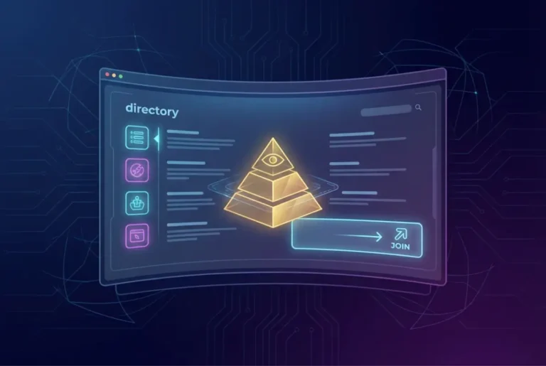 Create a striking, professional hero image for a blog article titled: How to Join the Illuminati: Official Website Directory (Humor). Style: Modern, clean, eye-catching design that represents the main topic. No text overlays. High quality 1200x800 professional blog header.