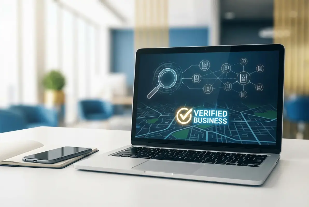 Create a striking, professional hero image for a blog article titled: How to List Your Business on 411: Complete Guide to Registration & Verification. Style: Modern, clean, eye-catching design that represents the main topic. No text overlays. High quality 1200x800 professional blog header.