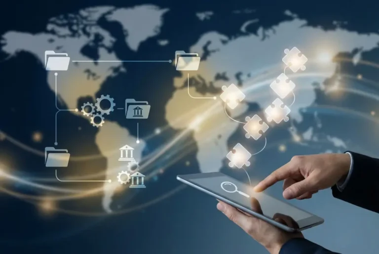 Create a striking, professional hero image for a blog article titled: How to List Your Company in Business Directories: 7 Proven Strategies. Style: Modern, clean, eye-catching design that represents the main topic. No text overlays. High quality 1200x800 professional blog header.