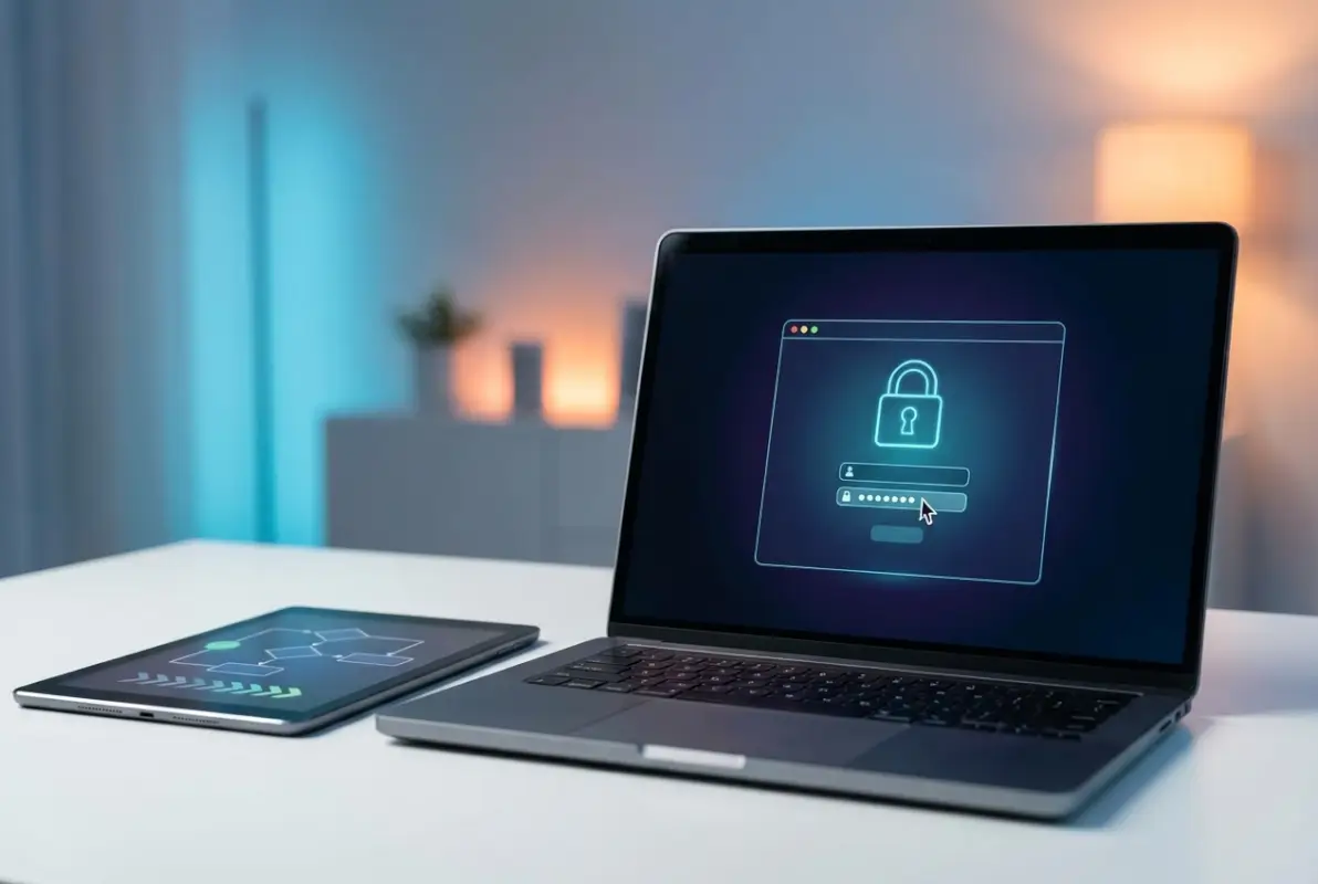 Create a striking, professional hero image for a blog article titled: How to Login to GoDaddy Pro: A Step-by-Step Tutorial. Style: Modern, clean, eye-catching design that represents the main topic. No text overlays. High quality 1200x800 professional blog header.