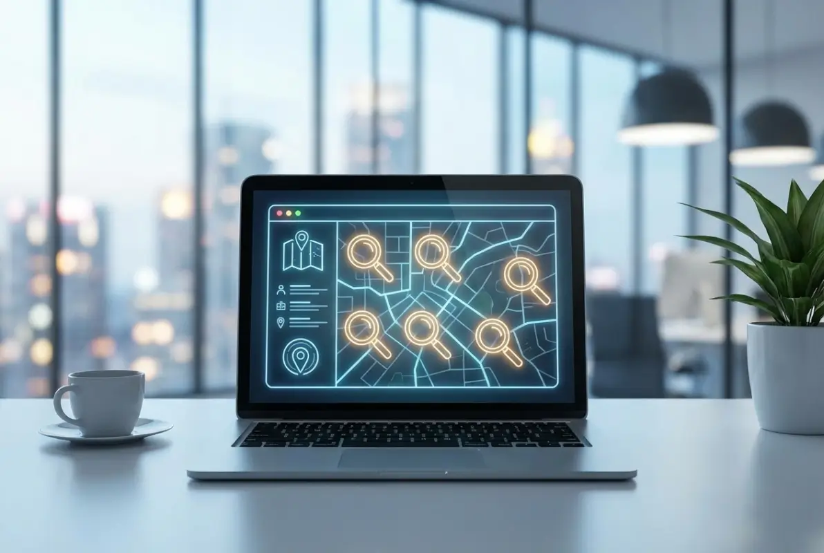 Create a striking, professional hero image for a blog article titled: How to Look Up a Business Listing: 6 Online Directories to Use. Style: Modern, clean, eye-catching design that represents the main topic. No text overlays. High quality 1200x800 professional blog header.