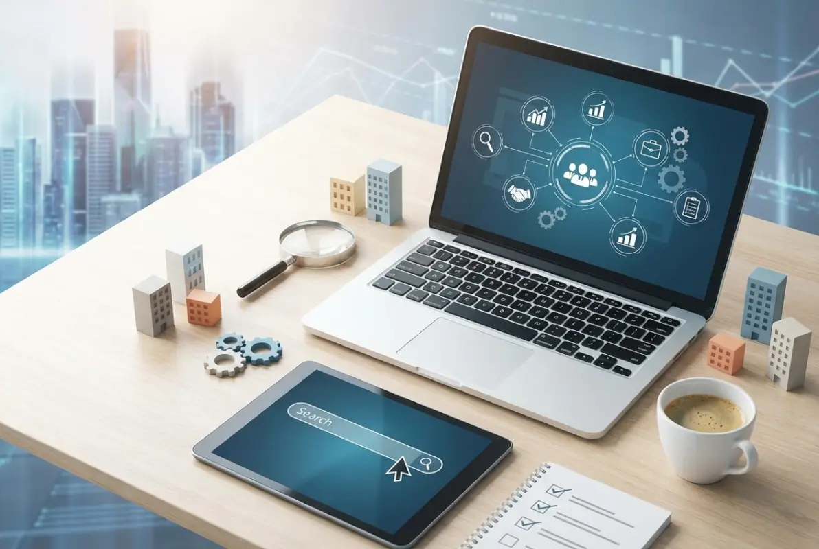 Create a striking, professional hero image for a blog article titled: How to Create a Successful Business Directory: 7 Essential Steps for 2025. Style: Modern, clean, eye-catching design that represents the main topic. No text overlays. High quality 1200x800 professional blog header.