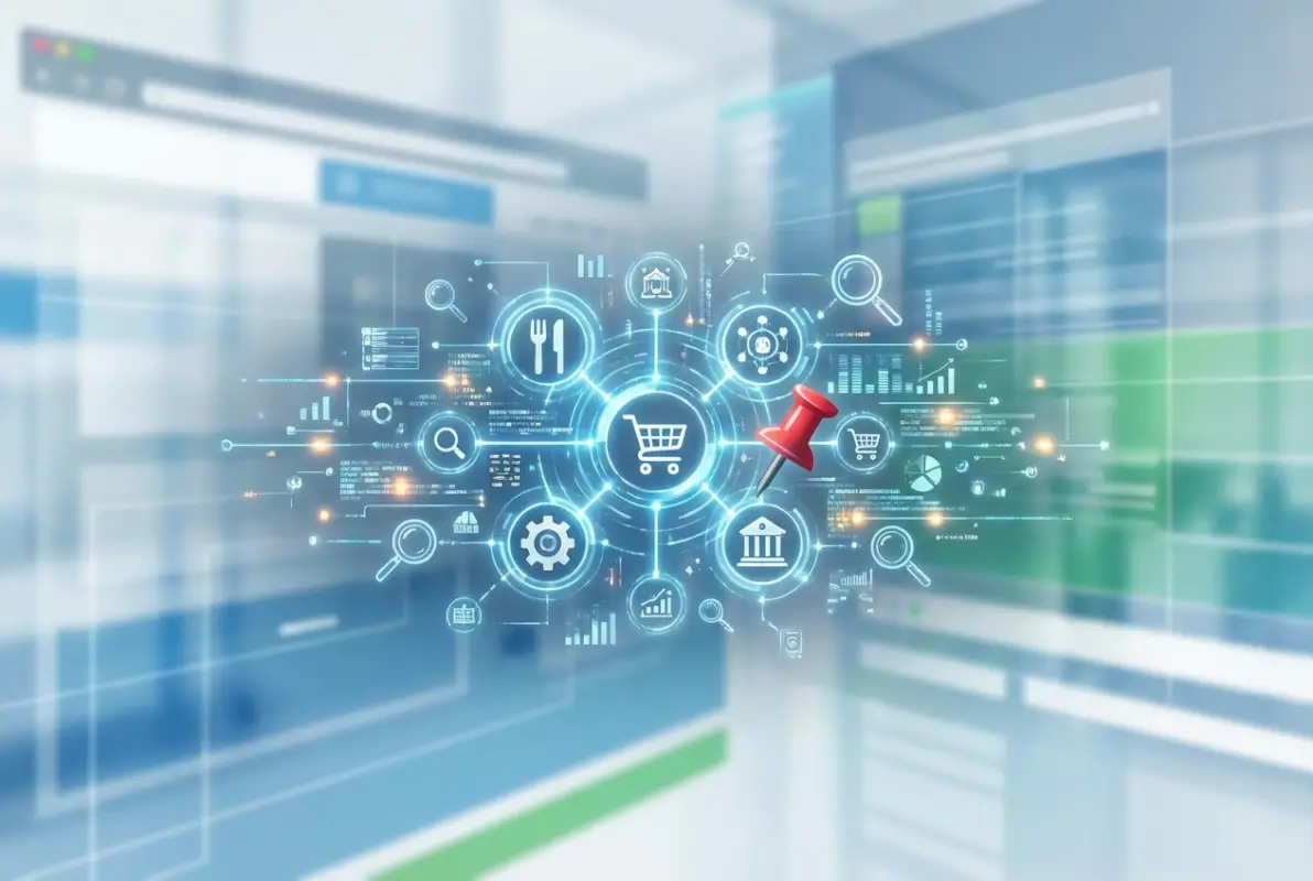 Create a striking, professional hero image for a blog article titled: How Yelp Keeps Its Business Directory Up-to-Date: 7 Secrets Revealed. Style: Modern, clean, eye-catching design that represents the main topic. No text overlays. High quality 1200x800 professional blog header.