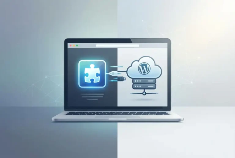 Create a striking, professional hero image for a blog article titled: How to Install a WordPress Plugin Using FTP: 5 Simple Steps. Style: Modern, clean, eye-catching design that represents the main topic. No text overlays. High quality 1200x800 professional blog header.