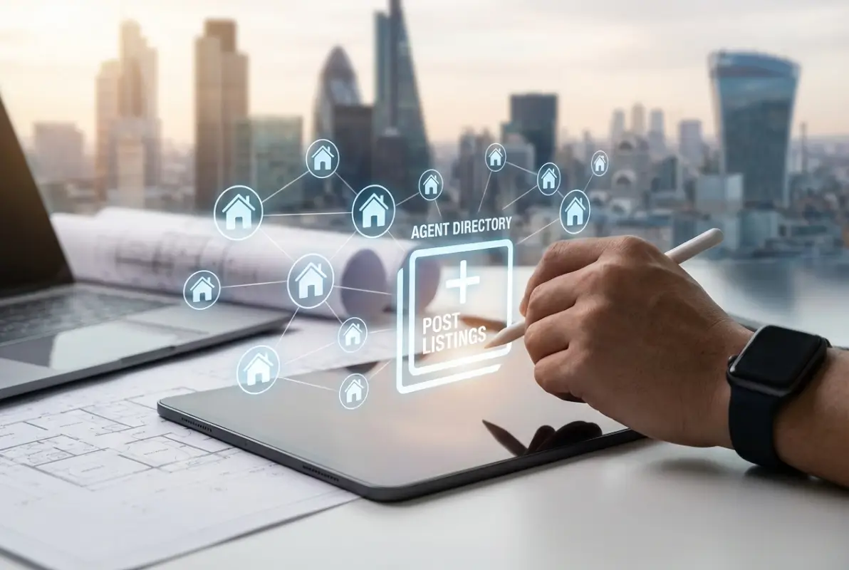 Create a striking, professional hero image for a blog article titled: How to Join Trulia Directory as an Agent to Post Listings. Style: Modern, clean, eye-catching design that represents the main topic. No text overlays. High quality 1200x800 professional blog header.