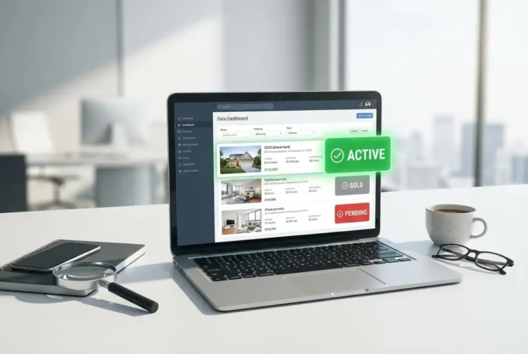 Create a striking, professional hero image for a blog article titled: How to Know if a Listing Is Active: 6 Tips for Real Estate Agents. Style: Modern, clean, eye-catching design that represents the main topic. No text overlays. High quality 1200x800 professional blog header.