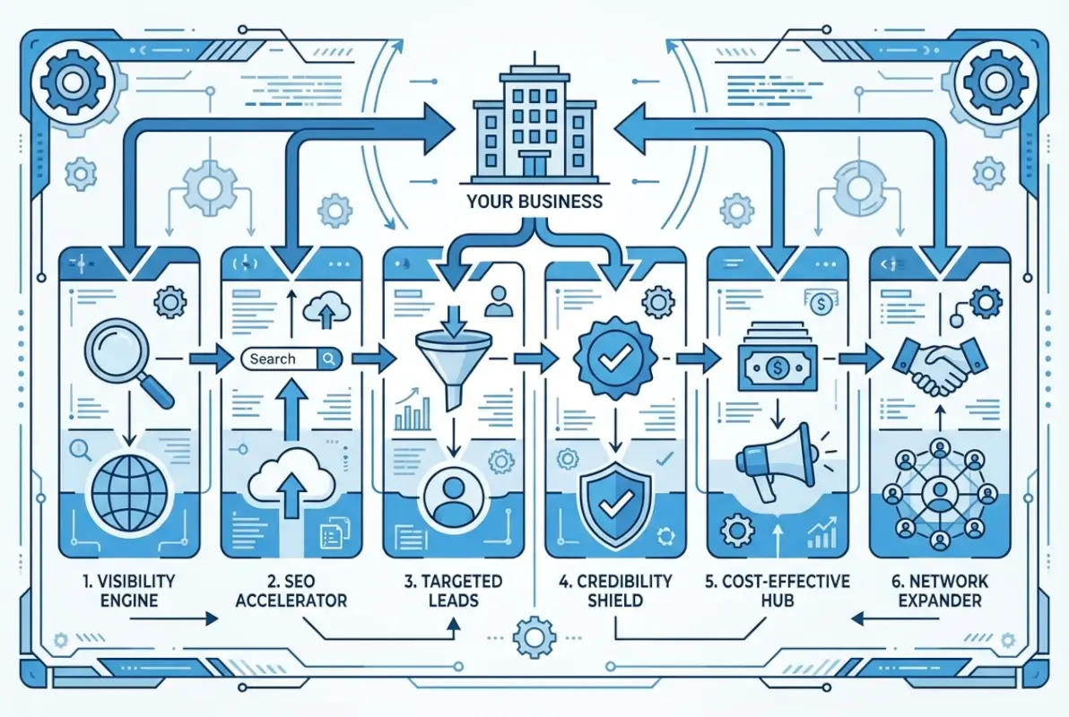 Image for ListedIn Business Directory: 6 Key Benefits for Your Business Growth