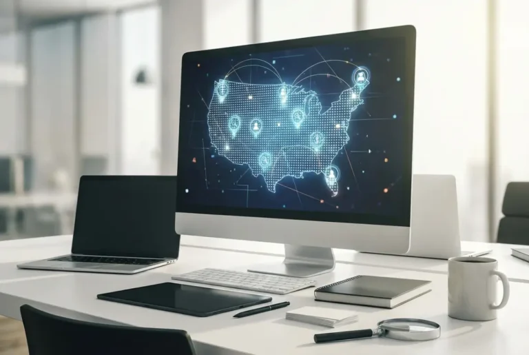 Create a striking, professional hero image for a blog article titled: 10 Best Local Business Directories in USA (2026 Guide for Maximum Visibility). Style: Modern, clean, eye-catching design that represents the main topic. No text overlays. High quality 1200x800 professional blog header.