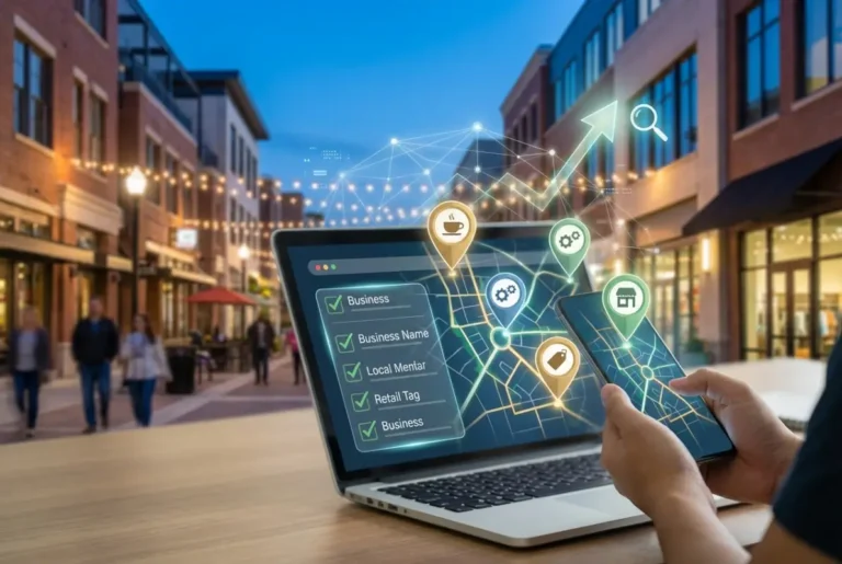 Create a striking, professional hero image for a blog article titled: Local Business Directory: 7 Proven Reasons Your Business Needs One in 2025. Style: Modern, clean, eye-catching design that represents the main topic. No text overlays. High quality 1200x800 professional blog header.