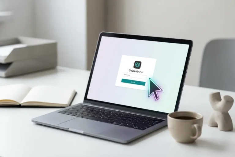 Create a striking, professional hero image for a blog article titled: How to Login to GoDaddy Pro: A Step-by-Step Tutorial. Style: Modern, clean, eye-catching design that represents the main topic. No text overlays. High quality 1200x800 professional blog header.