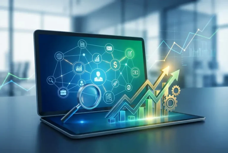 Create a striking, professional hero image for a blog article titled: 7 Proven Ways to Monetize Your Business Directory Website in 2025-2026. Style: Modern, clean, eye-catching design that represents the main topic. No text overlays. High quality 1200x800 professional blog header.