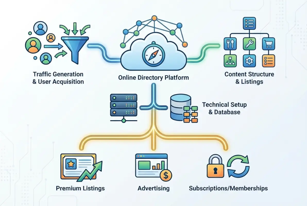 Core concepts behind 6 Ways to Make Money from an Online Directory (Earn $10K/Month)
