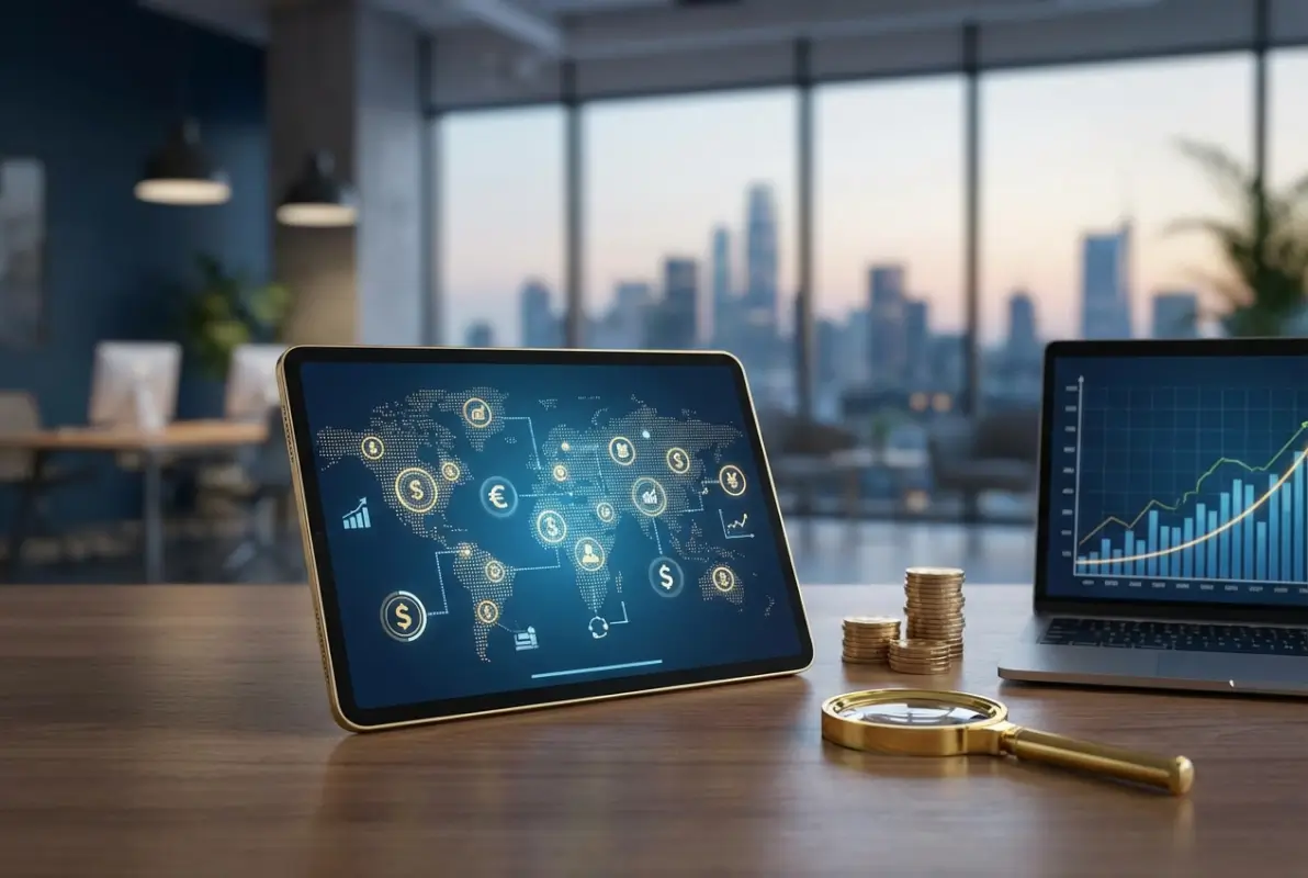 Create a striking, professional hero image for a blog article titled: 5 Proven Ways to Monetize Your Local Business Directory in 2025. Style: Modern, clean, eye-catching design that represents the main topic. No text overlays. High quality 1200x800 professional blog header.