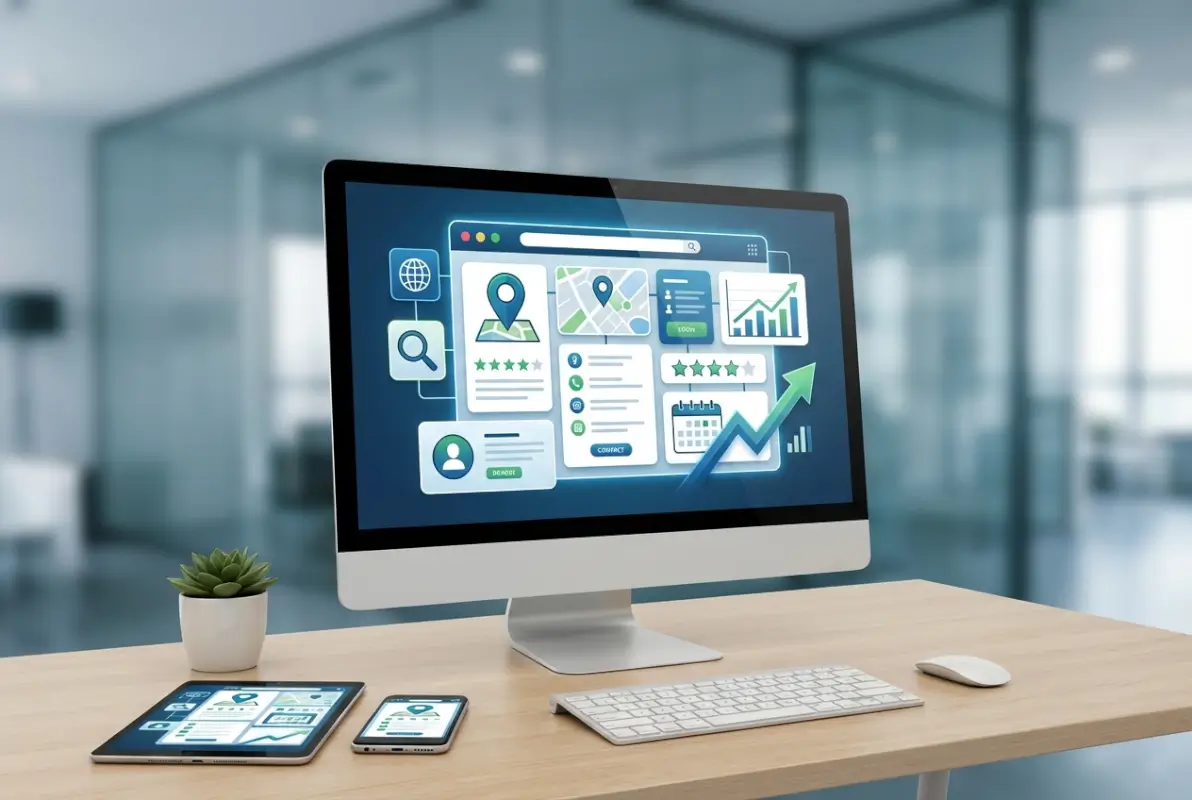 Create a striking, professional hero image for a blog article titled: 7 Must-Have Features for a Local Business Directory Listing That Drive Results. Style: Modern, clean, eye-catching design that represents the main topic. No text overlays. High quality 1200x800 professional blog header.