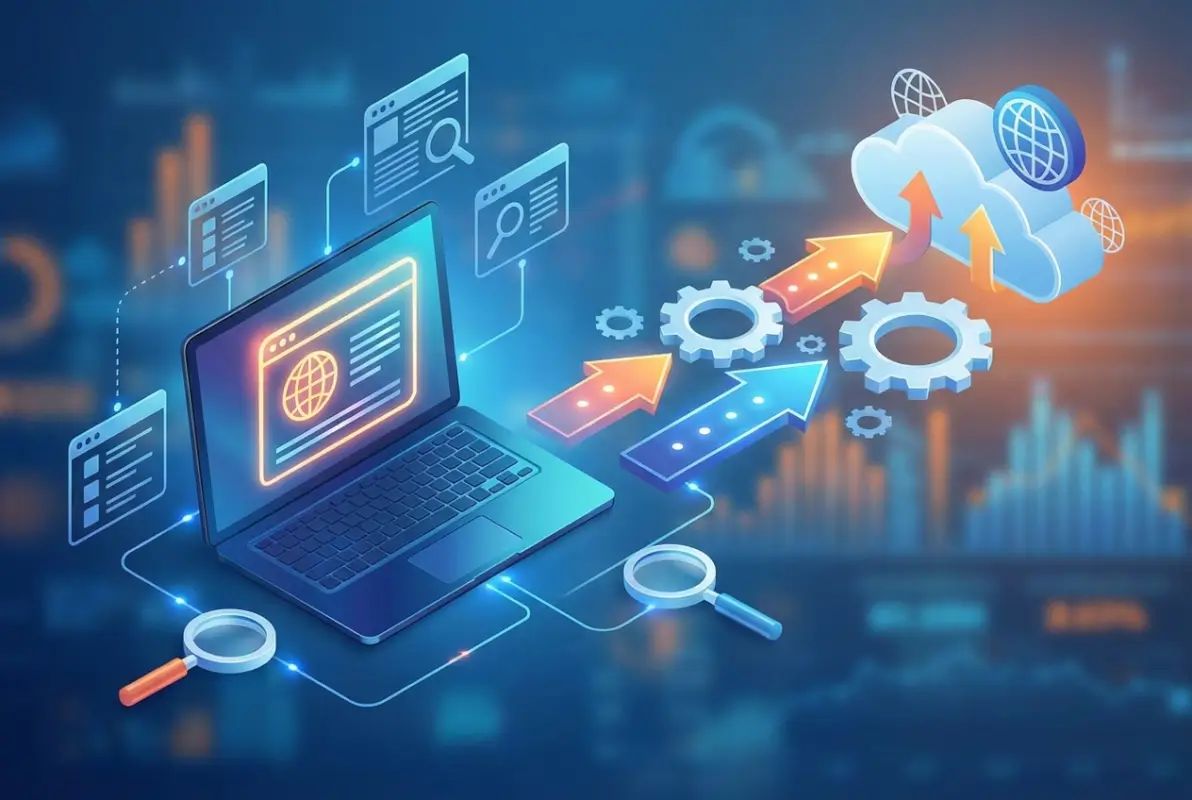 Create a striking, professional hero image for a blog article titled: 5 Steps to Publish Your Website to an Online Directory for Increased Visibility. Style: Modern, clean, eye-catching design that represents the main topic. No text overlays. High quality 1200x800 professional blog header.