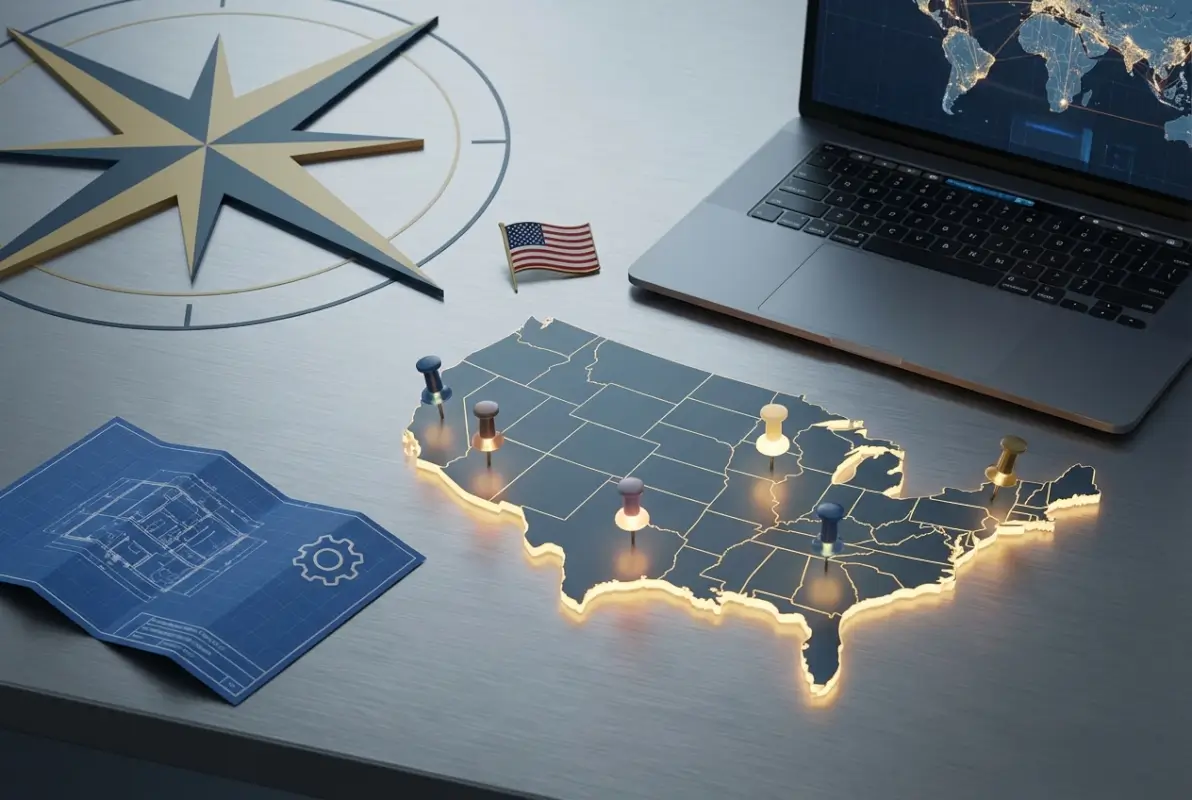 Create a striking, professional hero image for a blog article titled: SDVOSB Companies List: 5 States With Best Veteran-Owned Business Directories 2025. Style: Modern, clean, eye-catching design that represents the main topic. No text overlays. High quality 1200x800 professional blog header.