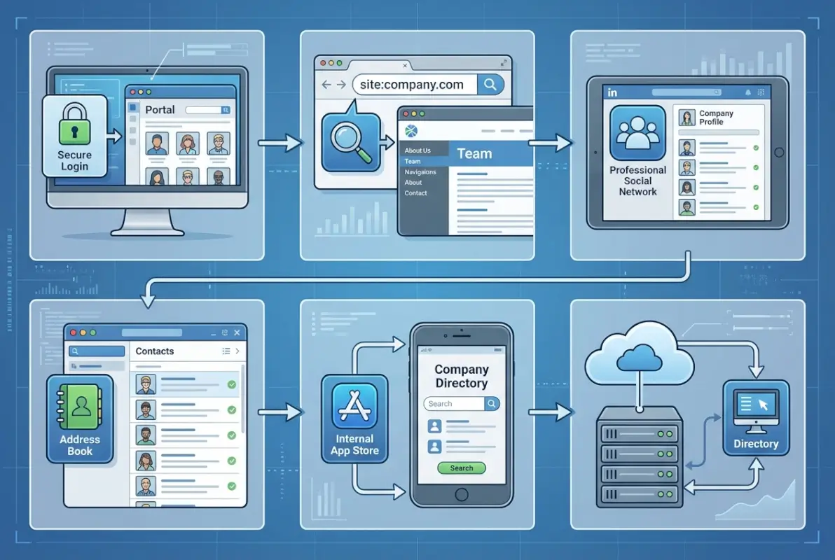 Step-by-step process for How to Find a Company's Staff Directory: 6 Essential Methods That Work