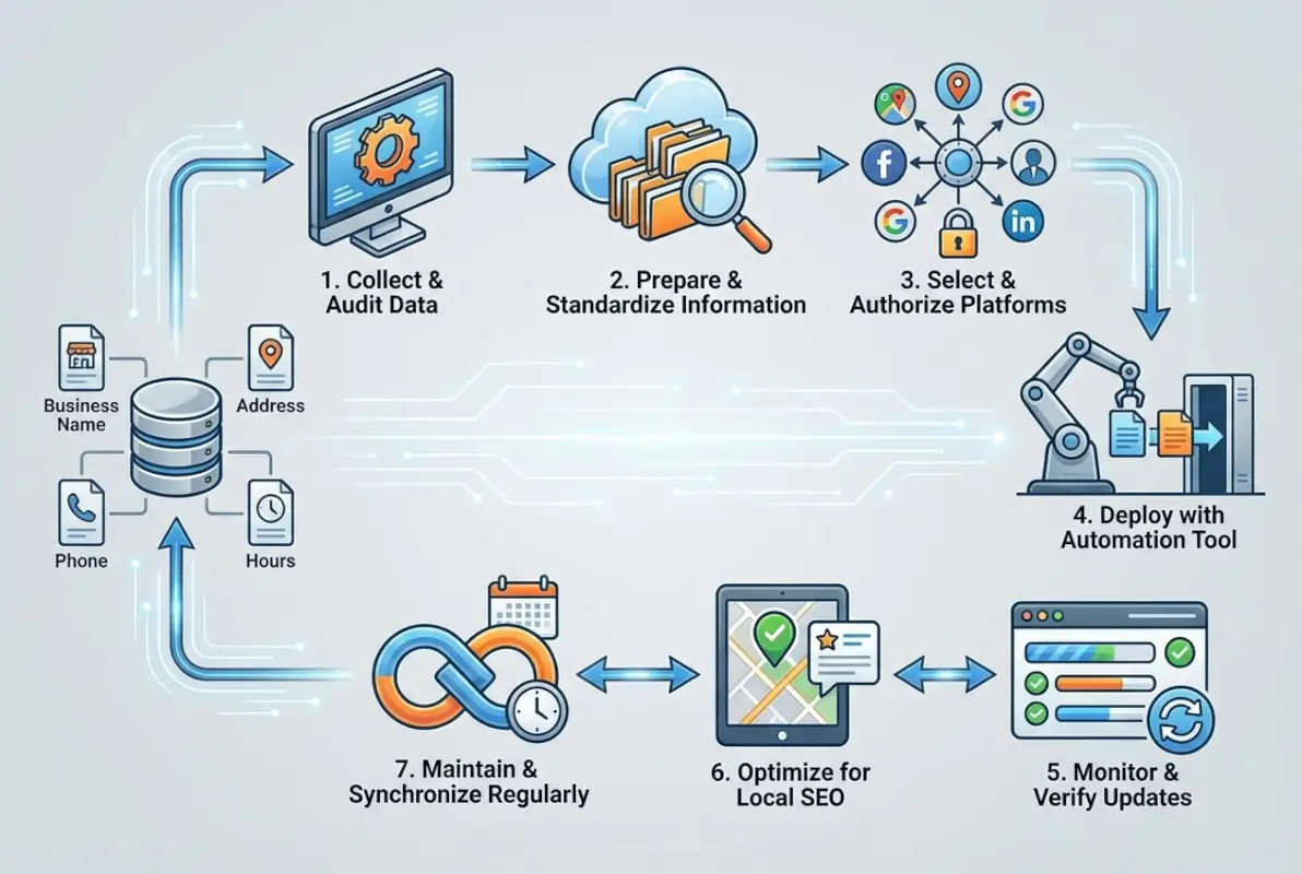 Step-by-step process for How to Update Business Listings on Multiple Directories: 7-Step System for 2025