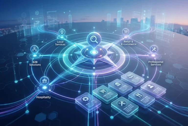 Create a striking, professional hero image for a blog article titled: What Is a Business Directory? Definition, Types & How They Work in 2025. Style: Modern, clean, eye-catching design that represents the main topic. No text overlays. High quality 1200x800 professional blog header.