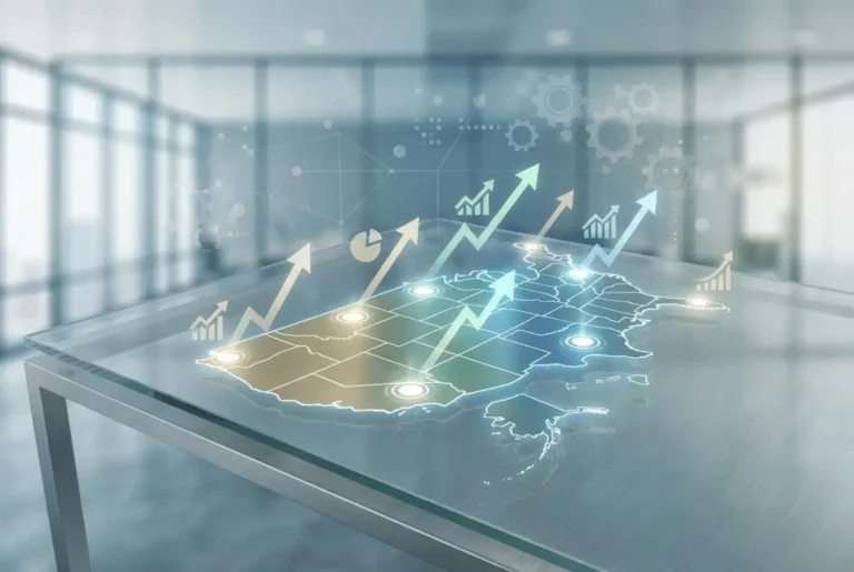 Create a striking, professional hero image for a blog article titled: Will County Business Directory: 7 Cities to Prioritize for Business Growth in 2025. Style: Modern, clean, eye-catching design that represents the main topic. No text overlays. High quality 1200x800 professional blog header.